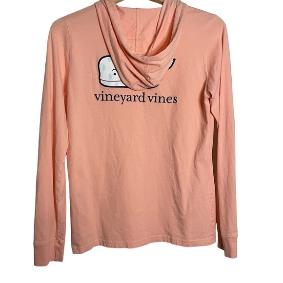 Vineyard Vines Whale Fill Pink Long Sleeve Hoodie Pocket Tee - Picture 2 of 5